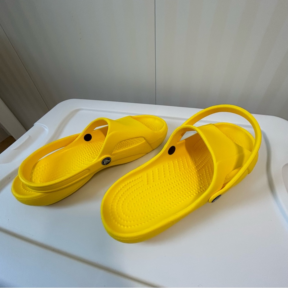 NWOT Crocs yellow slip ons with back strap Size 11 - Picture 3 of 7
